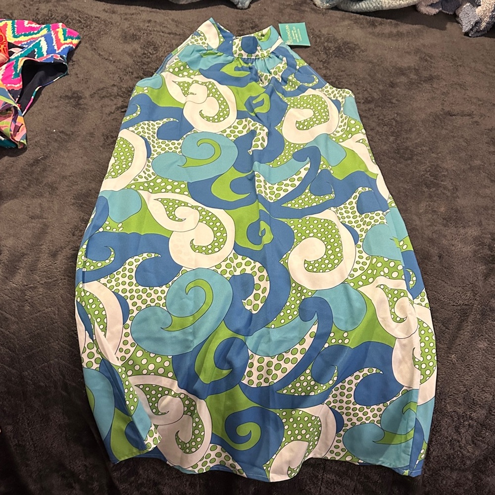 Stylish Blue and Green Patterned Dress
